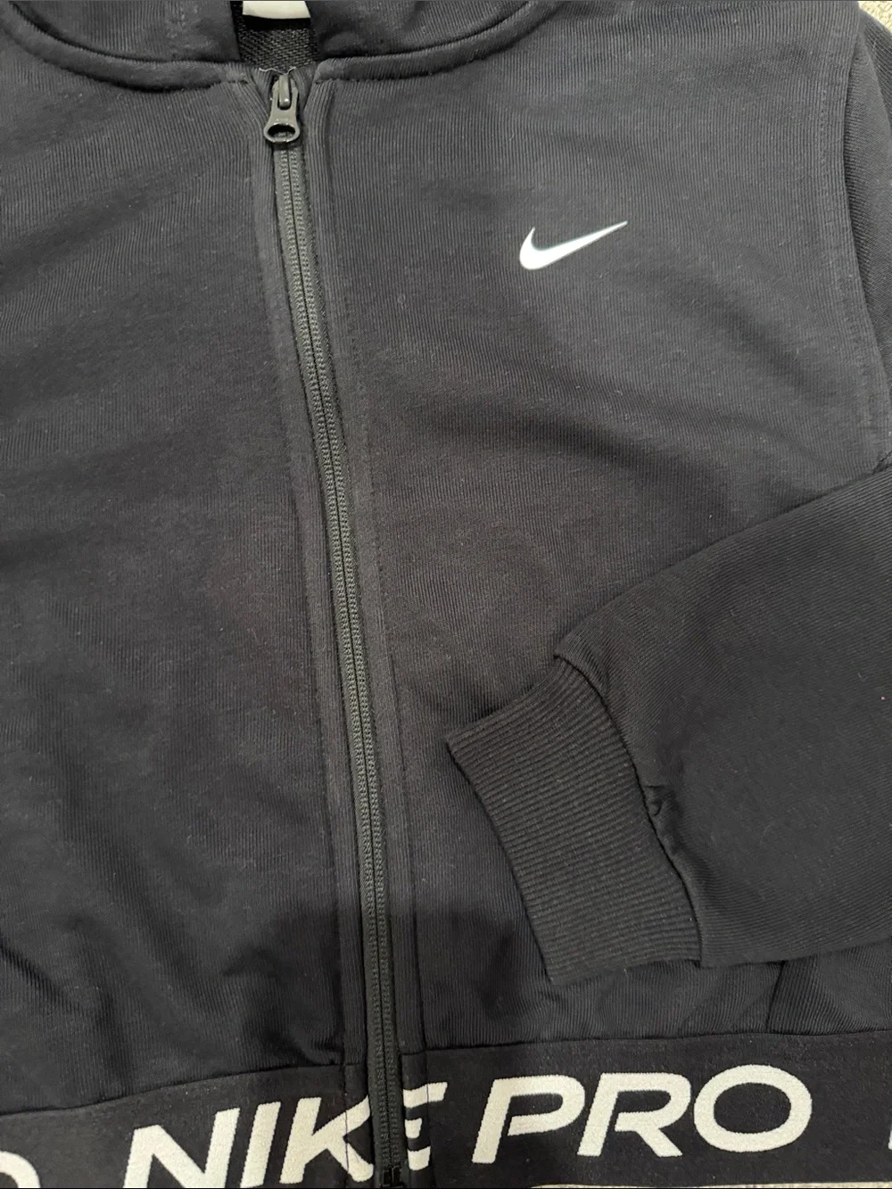 Nike Black Full-Zip Kids Hoodie with Branded Hem